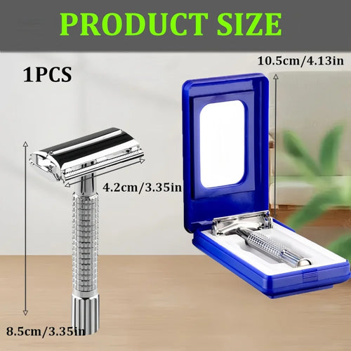Classic Vintage Men's Manual Razor Set – Includes 10 Blades