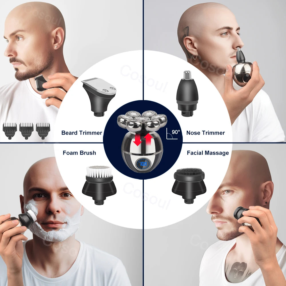 V10 Omni-Glide 7D Bald Head Shaver & 5-in-1 Grooming Kit